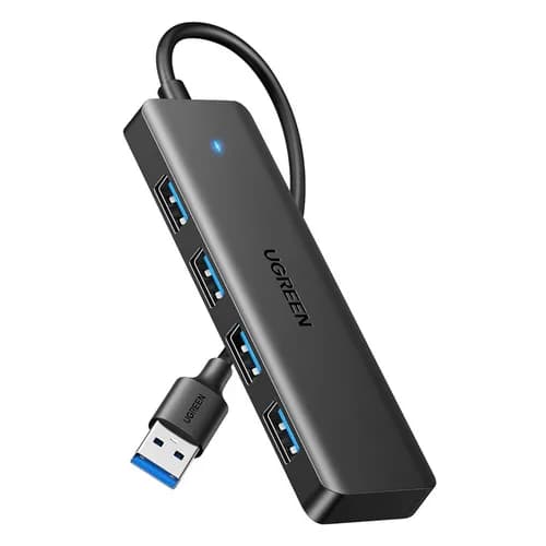 HUB extern Ugreen, "CM219" porturi USB: USB 3.0 x 4, conectare prin USB 3.0, aluminiu, lungime 15 cm, gri, "25851"