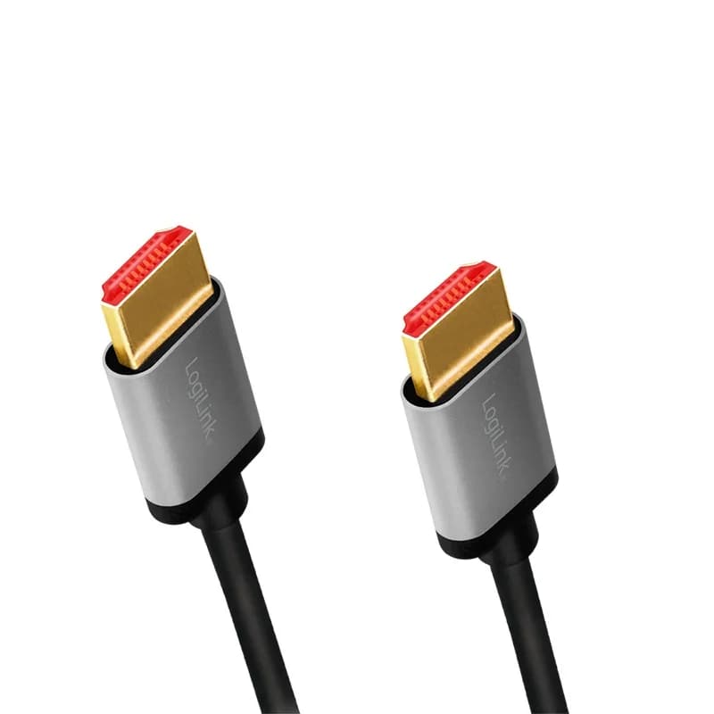 CABLU video LOGILINK, HDMI (T) la HDMI (T) 2.1 UHS, 2m, conectori auriti, rezolutie maxima 8K (7680 x 4320) la 60 Hz, aluminiu, negru, "CHA0105" — miniatură