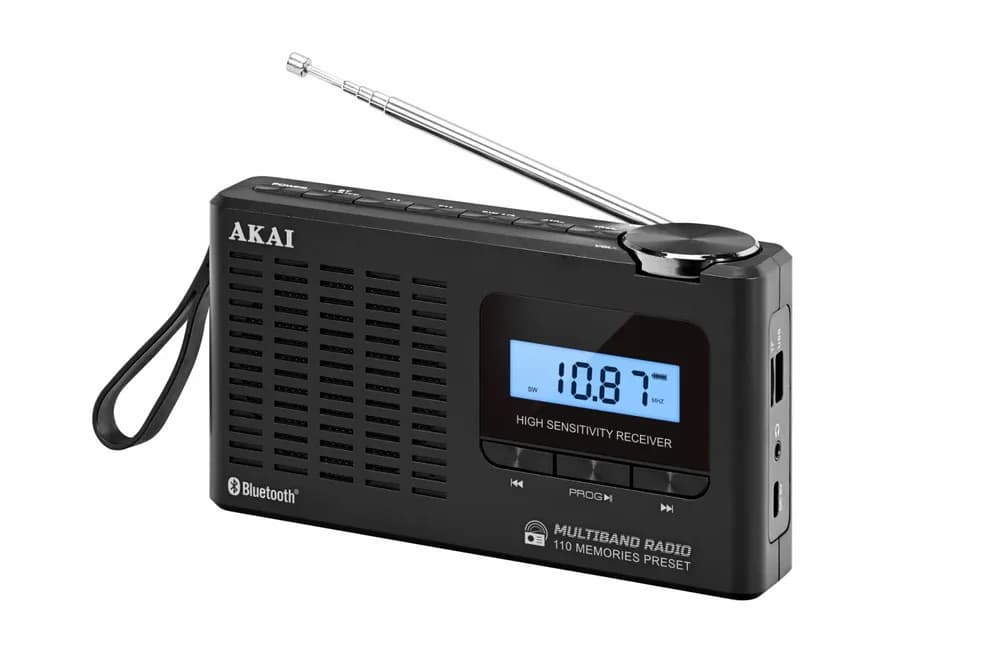 Radio cu ceas Akai APR-600 cu baterii 3x AAA, bluetooth 5.0, 0.8W, negru — miniatură