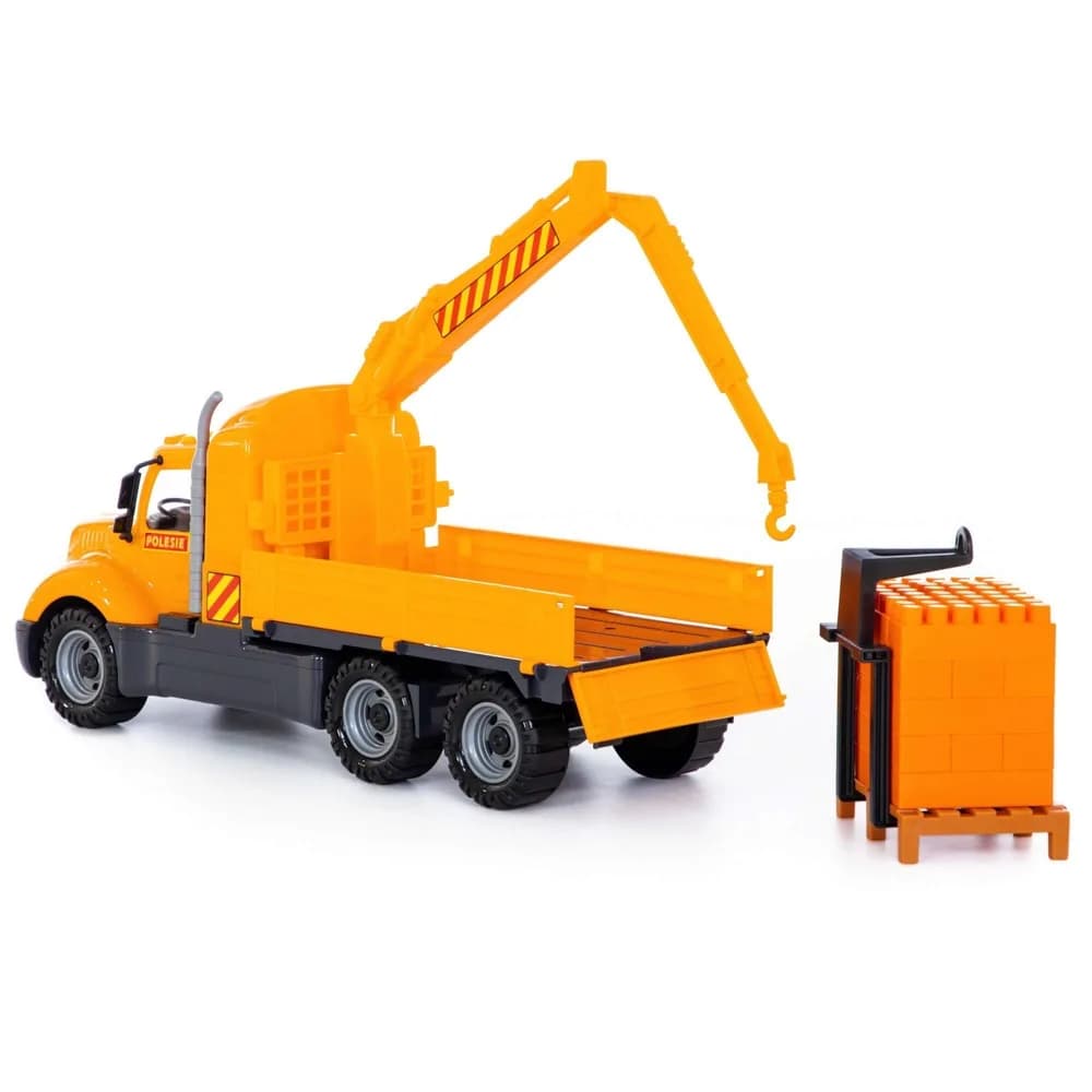 Camion-macara + palet cuburi - Mike, 53x19x26 cm, Wader — miniatură