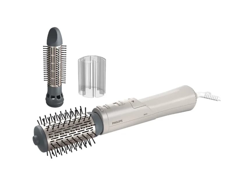 Perie rotativa cu aer cald PHILIPS Seria 7000 BHA710/00, 1000W, Ingrijire cu ioni, 2 accesorii, Setare temperatura de ingrijire, Peri naturali, Invelis ceramic din turmalina, Alb/Crem, L x A x I (mm) 345x150x95