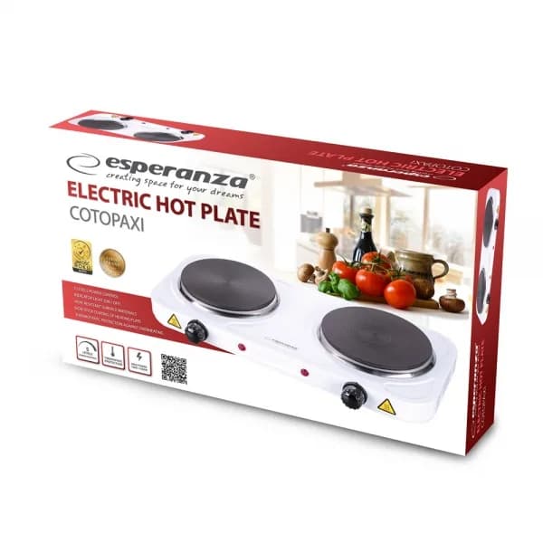 Plita electrica Esperanza Cotopaxi EKH010W 2000W 2x15.5cm Alb "EKH010W" — miniatură