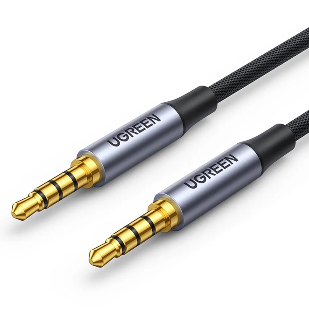 CABLU audio Ugreen, "AV183" stereo 4-pini (3.5 mm jack T/T), conectori auriti, 2m, braided, negru "20782" - 6957303827824