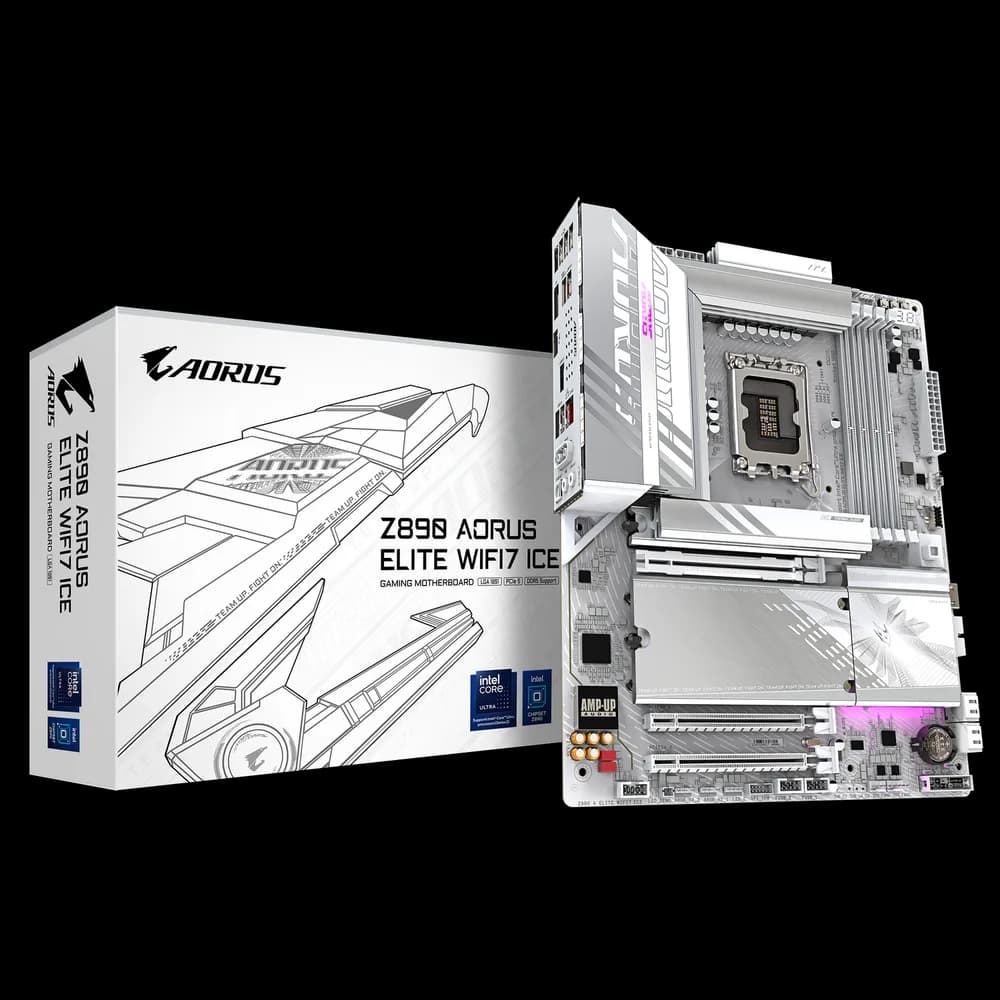Placa de baza GIGABYTE Z890 AORUS ELITE WIFI7 ICE, LGA1851, DDR5, BT, Wi-Fi, ATX, Alb "Z890 A ELITE WF7 ICE" — miniatură