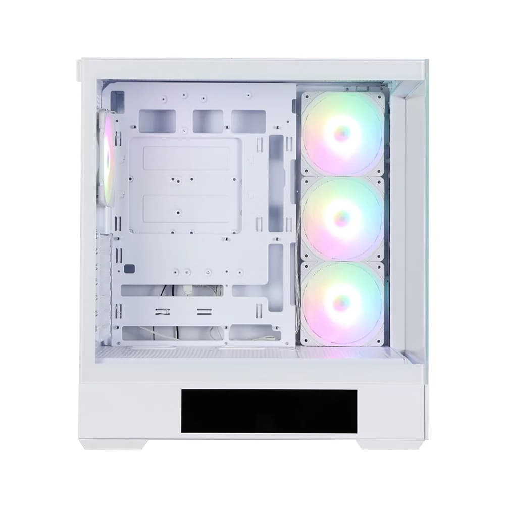 CARCASA Zalman "P40 DS", middle tower, gaming, fara sursa, suporta 10xfan, 4xfan inclus, PSU shroud, display 9.1inch, MB BTF, USB Type-C x 1, USB 3.1 gen1 x 2, audio+mic, alb, "P40 DS White" — miniatură