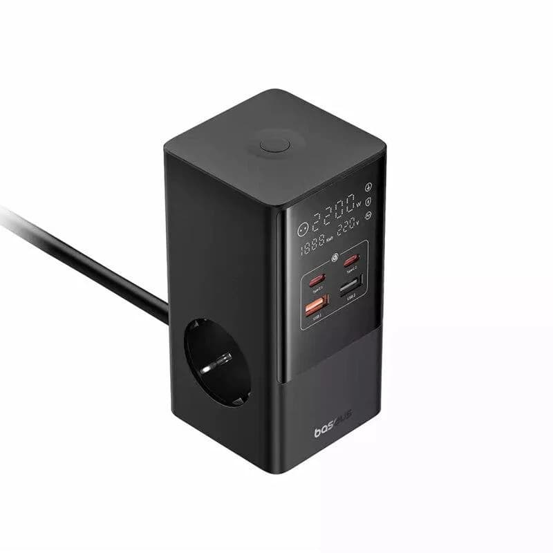 Incarcator Retea Baseus PowerCombo Tower, 35W, 4 porturi, Negru — miniatură