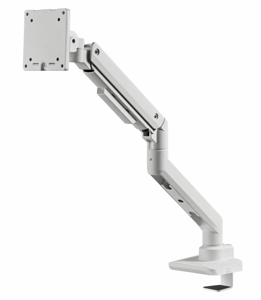 Suport monitor Serioux MM69-C012, compatibilitate dimensiune ecran 17"-49", arc cu gaz, greutate maximă suportata: (per ecran): 2~20 kg, VESA: 75x75, 100x100, inclinare: +50°~-20°, pivotare: +90°~-90°, rotația ecranului: +180°~-180°, instalare: clemă, grommet,alb — miniatură