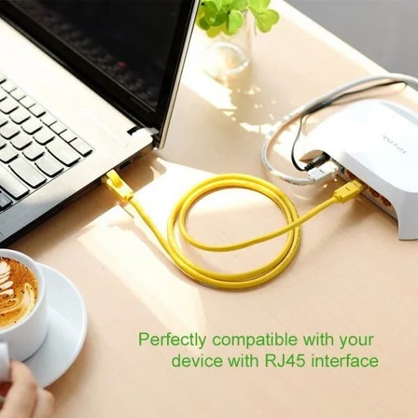 PATCH CORD UTP Ugreen Cat5e, "NW103" fire din cupru, viteza maxima 100 Mbps, 1m, galben "11230" - 6957303882304 — miniatură