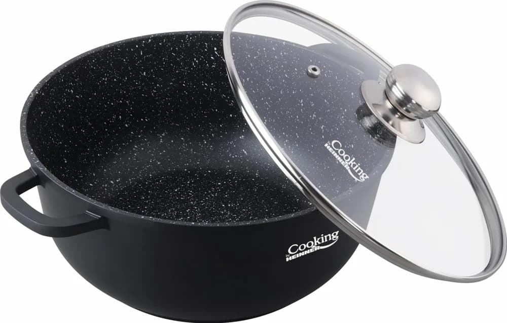 SEMIOALA ALUMINIU TURNAT+CAPAC, 40x17.5 cm, 18.5 L, DARK LINE, COOKING BY HEINNER — miniatură