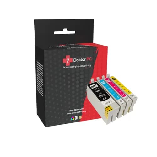 Set 4 cartuse compatibile Epson T407XL Black, Cyan, Magenta, Yellow