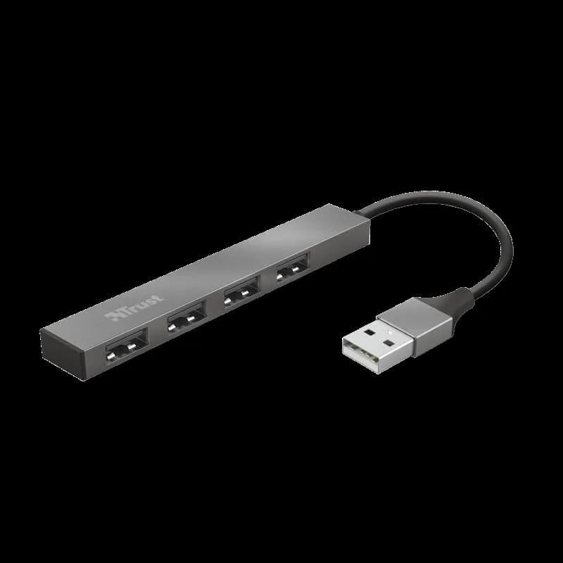 Hub USB Trust Halyx USB-A, 4 porturi, Argintiu