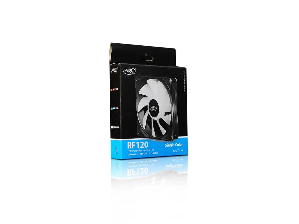 VENTILATOR DEEPCOOL PC RF120W, 120x120x25 mm, 4 white LED, Hydro Bearing, "DP-FLED-RF120-WH" — miniatură