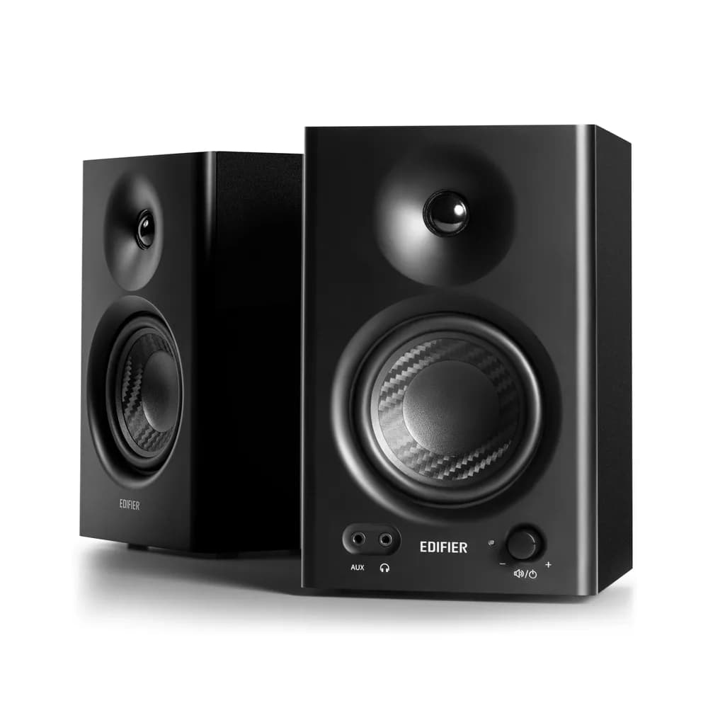 BOXE EDIFIER 2.0, RMS: 42W (2 x 21W), studio monitor, volum, bass, treble, intrare jack 6.35 TRS balanced, RCA, iesire casti, black, "MR4-BK"