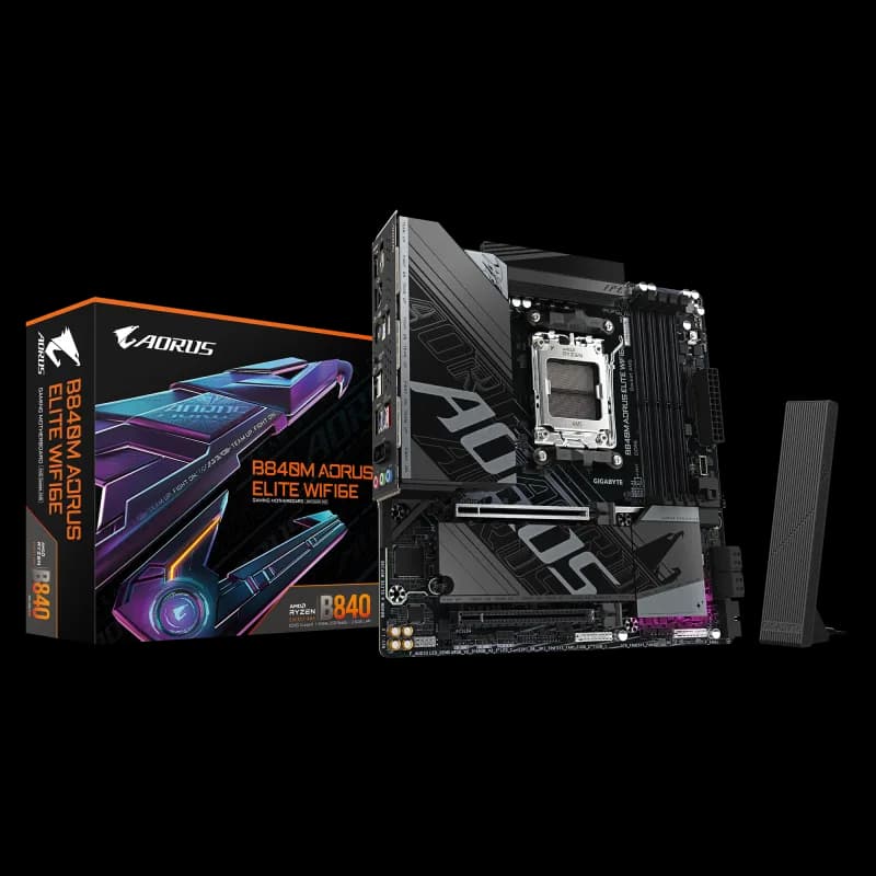 Placa de baza Gigabyte B840M AORUS ELITE WIFI6E, Socket AM5, DDR5, Micro-ATX