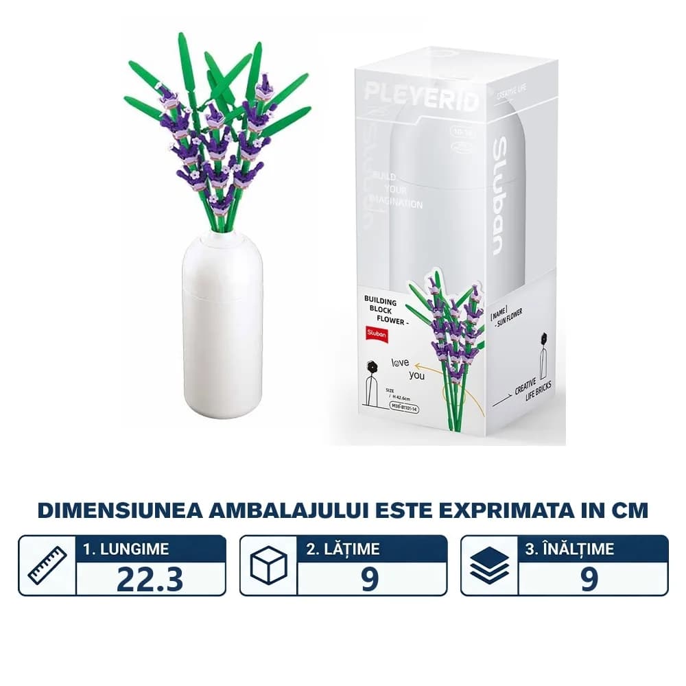 Set de Constructie Flowers, 258 piese, Lavanda - Sluban — miniatură