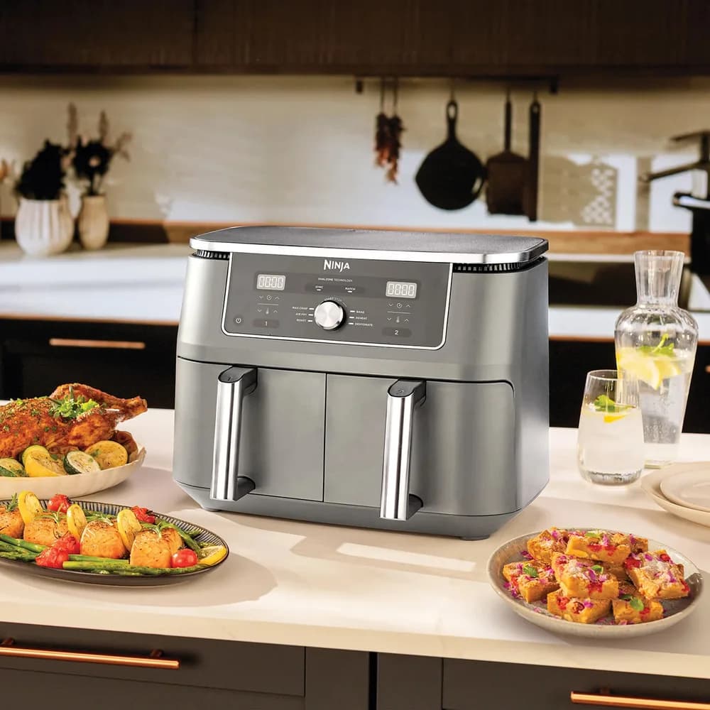 Friteuza cu aer cald Ninja Foodi Pro DualZone DZ400, 9.5 L, 6 functii (Gri) "DZ400EU" — miniatură