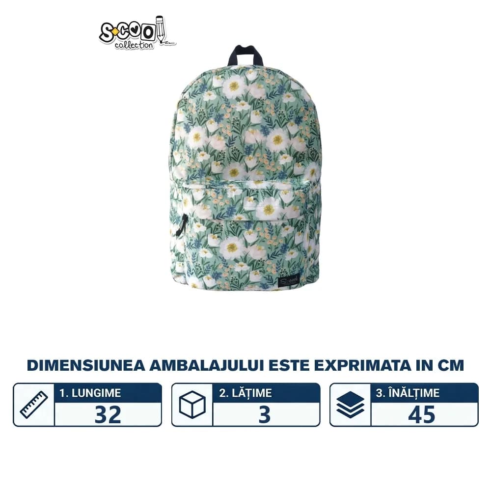Ghiozdan CLASSIC, 43x30x16 cm, FLOWERS - S-COOL — miniatură