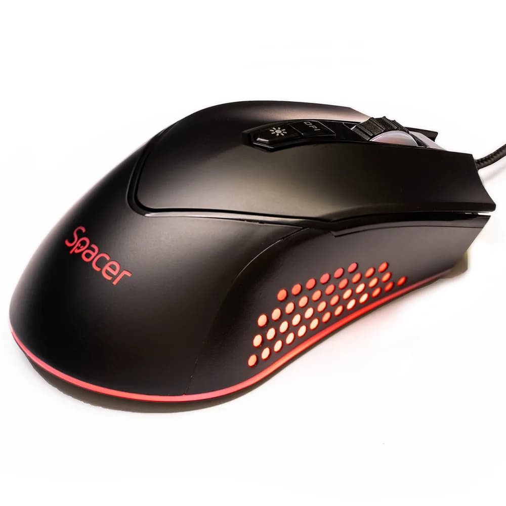 MOUSE Spacer - gaming, gaming, cu fir, USB, optic, 12.000 dpi, butoane/scroll 7/1, iluminare RGB, negru, "SPGM-ALIEN-NOVA" — miniatură