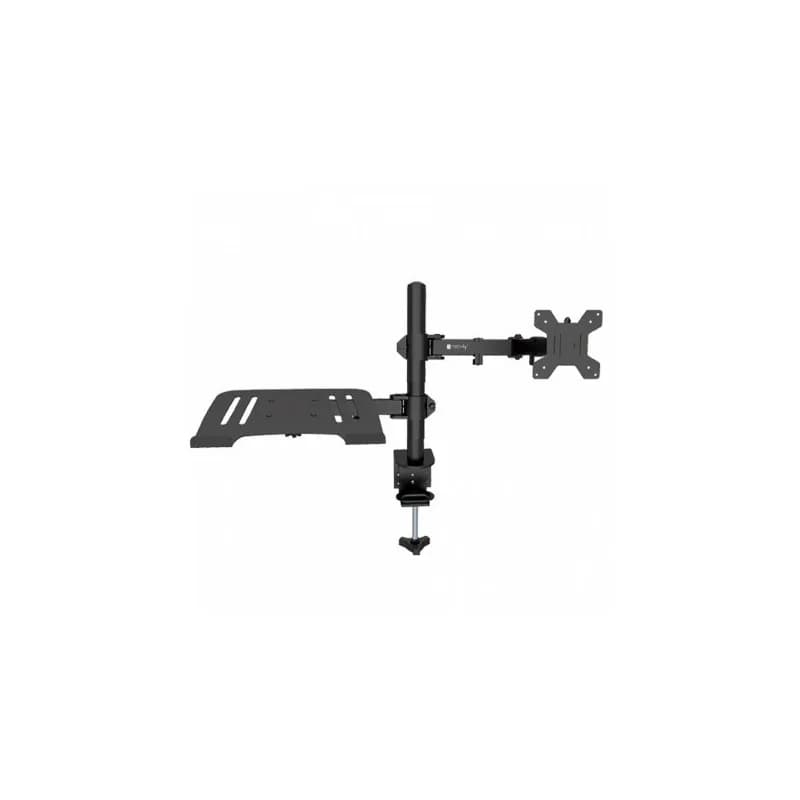 Suport brat de birou pentru monitor, 13-32 inch si raft pentru laptopuri, Negru, Techly, ICA-LCD 174NB "ICA-LCD174NB"