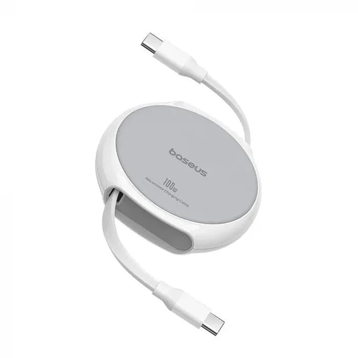 CABLU alimentare si date Baseus Free2Draw Mini, Fast Charging Data Cable pt. smartphone, retractabil, USB Type-C la USB Type-C 100W, 1m, alb "P10368400211-00" - 6932172653583