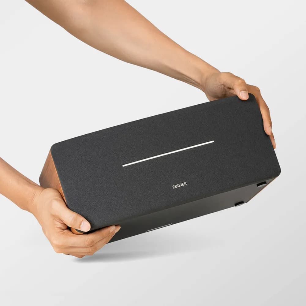 BOXE EDIFIER desktop bluetooth, RMS: 70W (2 x 20W, 2 x 15W), Bluetooth 5.0, RCA, AUX, Line-Out, brown, "D12-BR" — miniatură