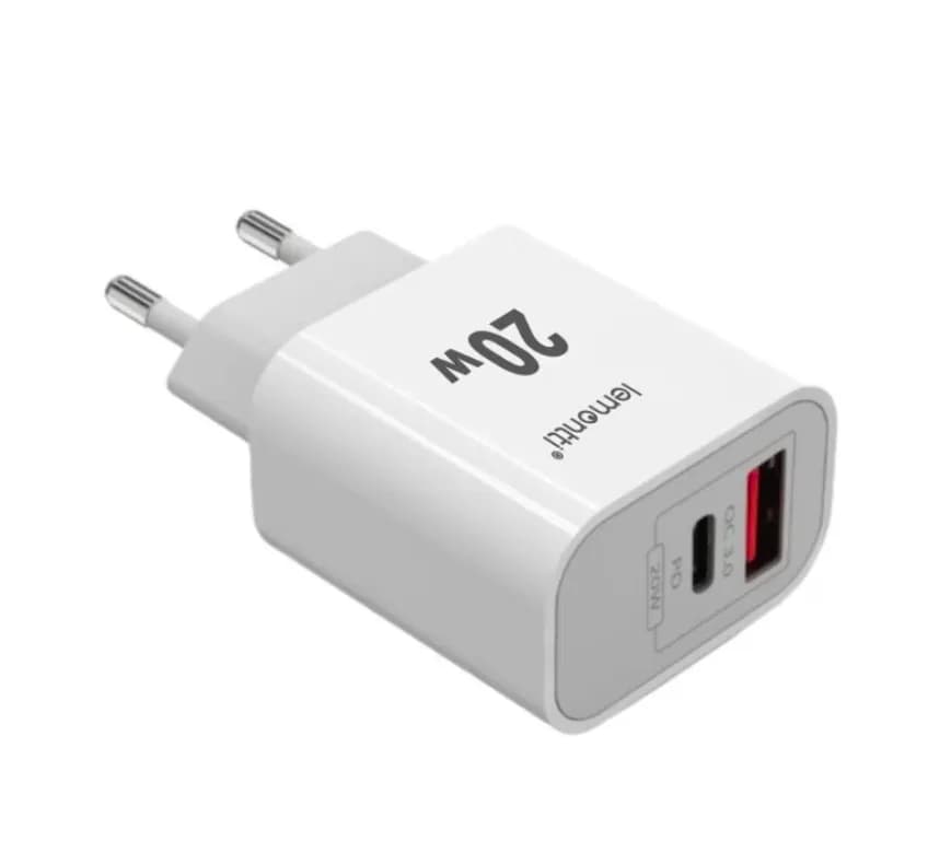 Incarcator LEMONTTI LIRFCQCPD20WA, 20W, 2 porturi, Alb — miniatură