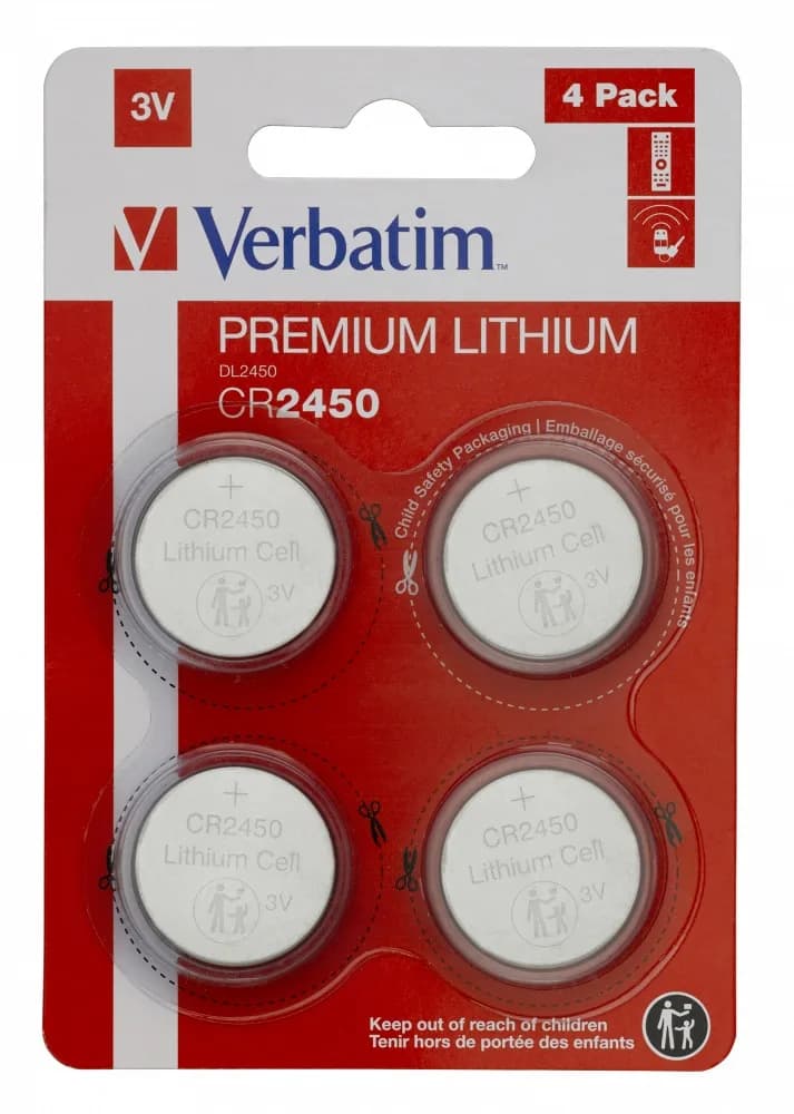 BATERIE VERBATIM, butoni (CR2450), 3V litiu, 4 buc., "49535"
