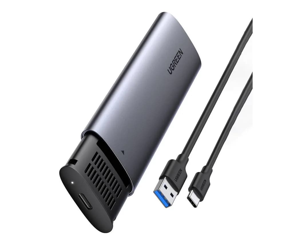 RACK extern Ugreen, "CM400" pt SSD M.2 NGFF SATA compatibile cu form factor 2280/2260/2242/2230,cablu inclus de 50 cm USB Type-C la USB,5Gbps,Al,gri "10903" - 6957303819034