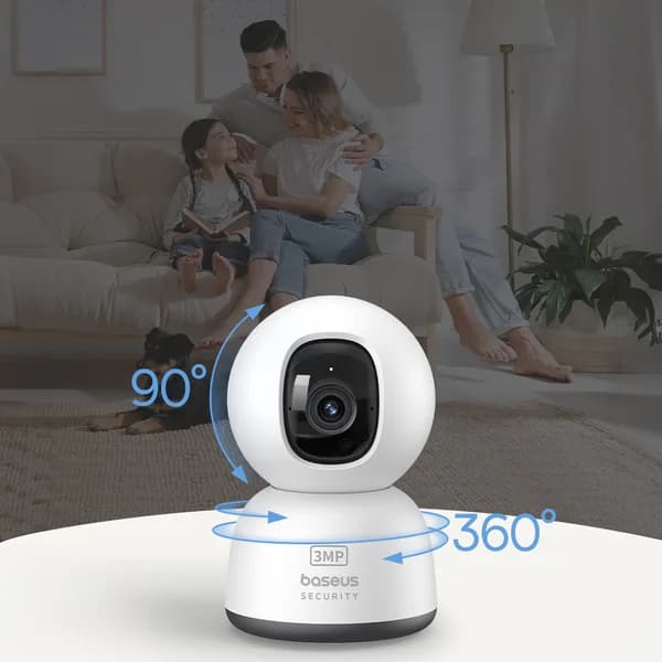 CAMERA IP Interior Baseus P1 Lite, 2K, 2304 x 1296, unghi pana la 360 grade, wireless, slot SD card, "S0TV002132" - 6932172662394 — miniatură