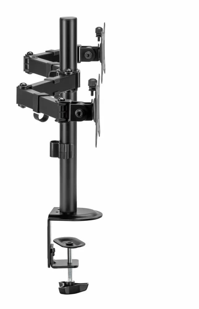 Suport 2 monitoare SeriouxMM66-C024, brat articulat monitor, compatibilitate dimensiune ecran 17"-32", greutate maximă suportata: (per ecran): 9kg, VESA: 75x75, 100x100, inclinare: +45°~-45°, pivotare: +90°~-90°, rotația ecranului: + 180°~-180°, instalare: clemă, grommet — miniatură