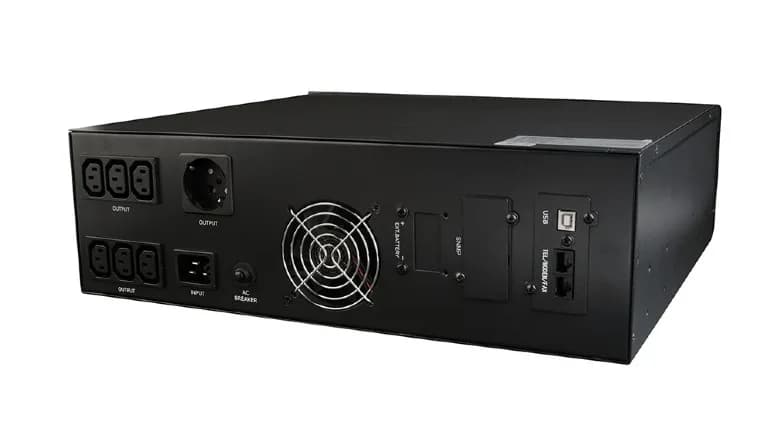 UPS GEMBIRD, Line Int. cu sinusoida pura cu management, rack, 3000VA/1800W, AVR, IEC x 6/ Schuko x 1, 4 x baterie 12V/9Ah, display LCD, back-up 11 - 20 min., "EG-UPSRACK-13" — miniatură