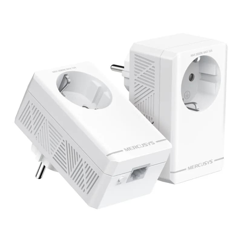 AV1000 Gigabit Passthrough Powerline Starter Kit KIT: 2× MP500P SPEED: 1000 Mbps Powerline SPEC: 1× Gigabit Port, Wall Plugged, HomePlug AV2, Extra Power Socket FEATURE: Plug and Play, Power Saving, Pair for More Security