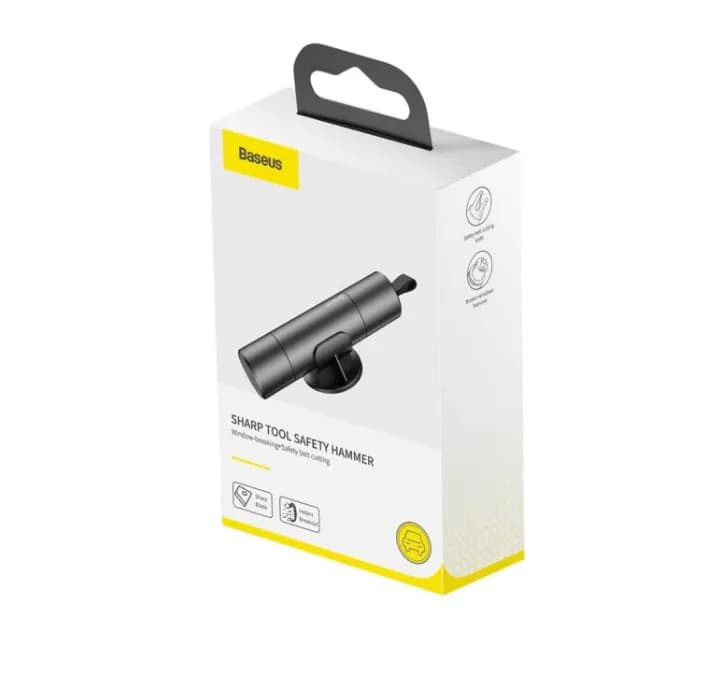 DISPOZITIV URGENTE auto Baseus, ciocan spart geamul + cutter centura, gri "CRSFH-0G" - 6953156210561 — miniatură