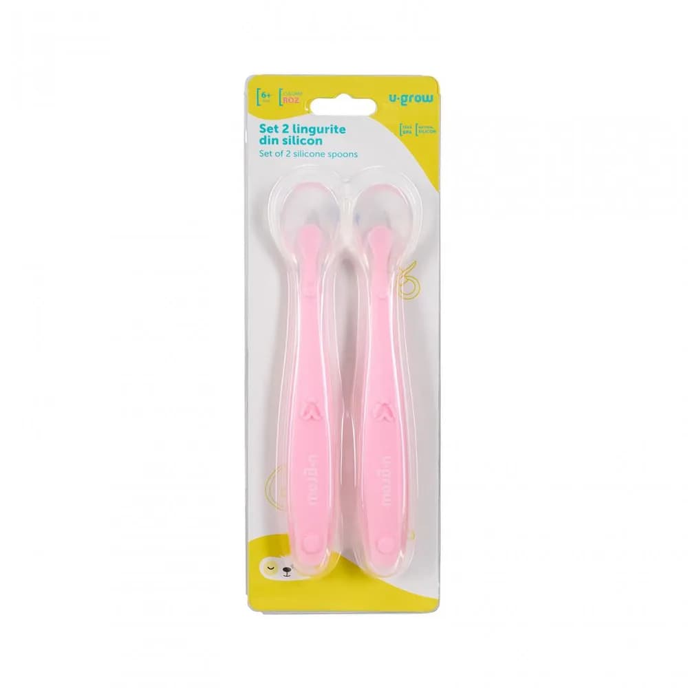 Set 2 lingurite silicon, roz, U-Grow — miniatură