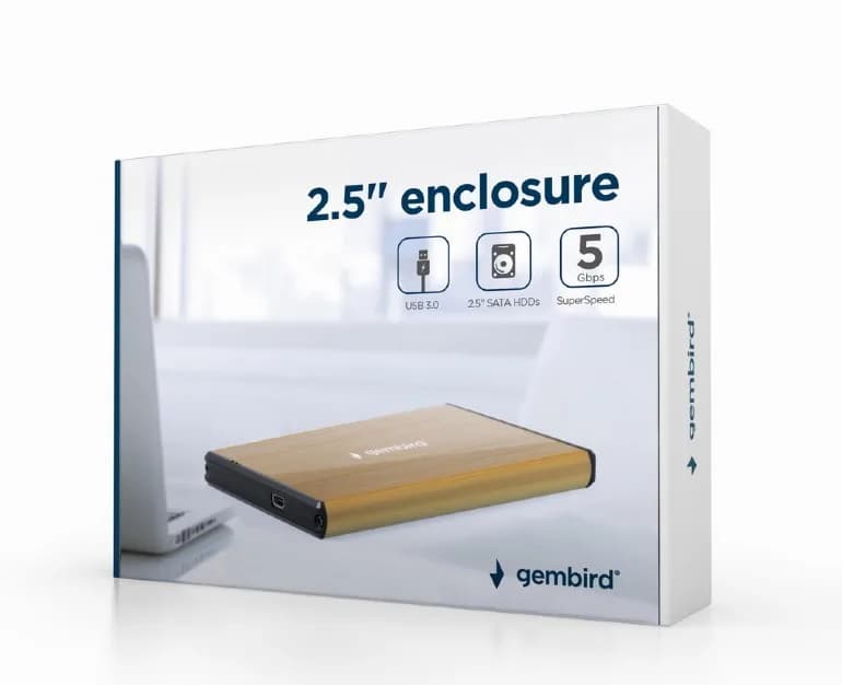 RACK extern GEMBIRD, pt HDD, 2.5 inch, S-ATA, interfata PC USB 3.0, aluminiu, auriu, "EE2-U3S-3-GL" — miniatură