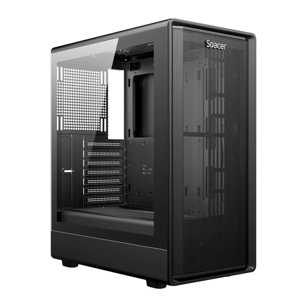 CARCASA SPACER - gaming, Middle Tower, ATX, "DRAGON", fara sursa, sticla securizata, USB 3.0 x 1, USB 2.0 x 1, HD-Audio, Jack 3.5mm x 1, PSU shroud, black "SPCS-GC-DRAGON"
