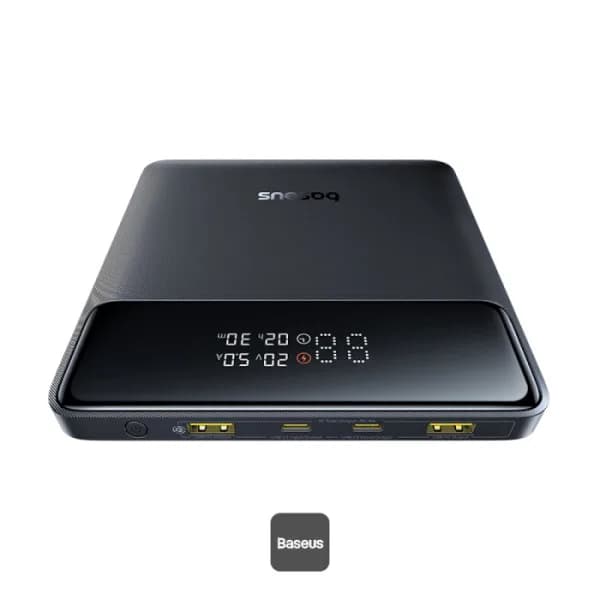 POWER BANK Baseus Blade H1, 20000mAh, PD 100W, ultra thin, 2 x USB; 2 x USB Type-C, display digital pt. status baterie, total 5A, include cablu USB Type-C la USB Type-C, negru, "P10021604123-00" - 6932172682446 — miniatură