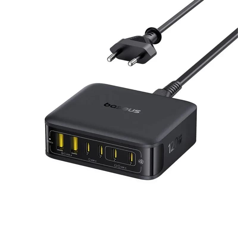 INCARCATOR retea Baseus EnerFill FH21, Quick Charge 120W, 4 x USB Type-C, 2 x USB, negru "E0120T00" - 6932172698331 — miniatură