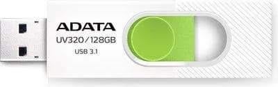 MEMORIE USB ADATA 128 GB, USB 3.1, retractabila, carcasa plastic, alb/ verde, "AUV320-128G-RWHGN"