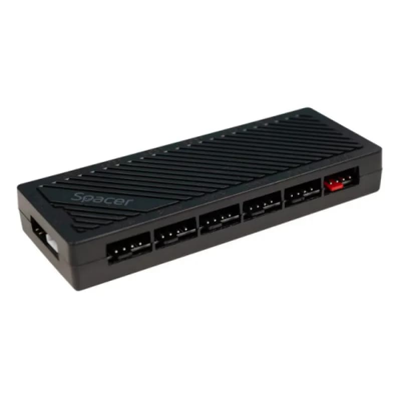 FAN HUB SPACER pt. maxim 6 ventilatoare ARGB, telecomanda pt. setat iluminarea RGB, sincronizare cu MB, alimentare 4-pin/ culori 3-pin, magnetic, black
