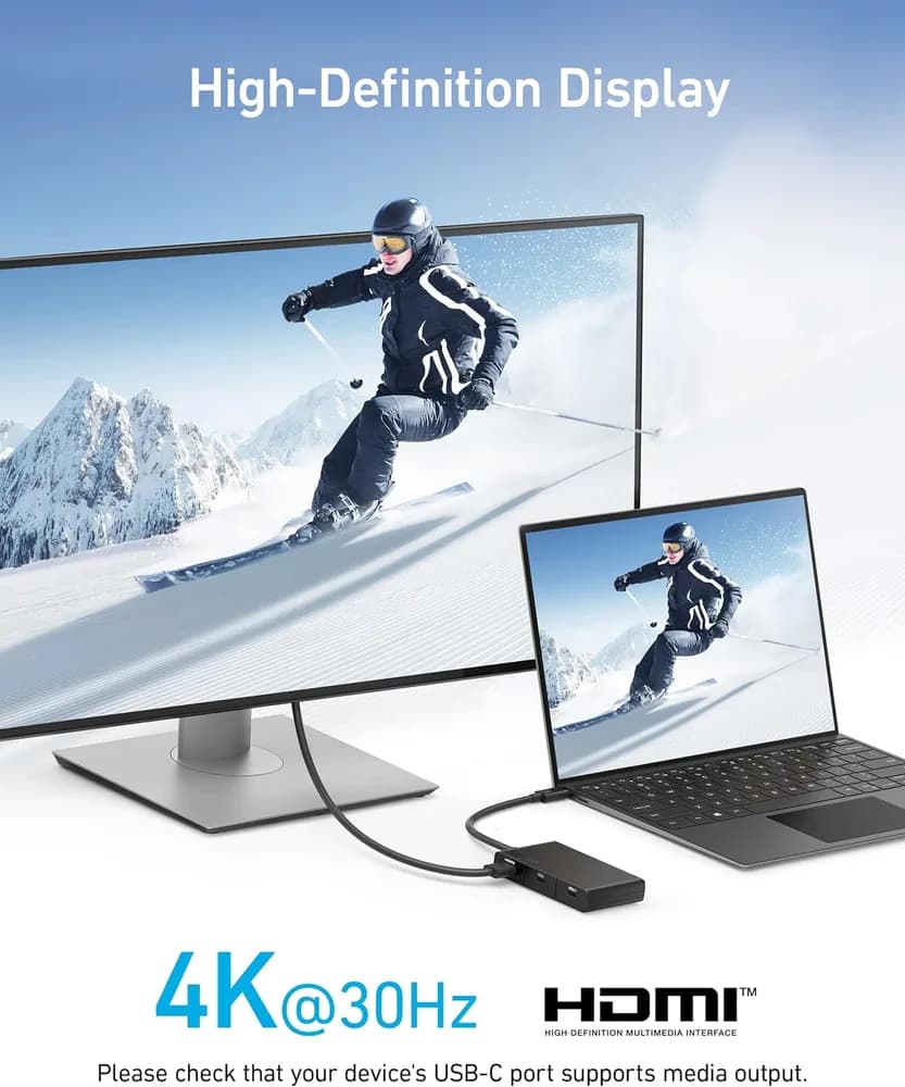 DOCKING Station Anker 5-in-1, porturi: HDMI(M) 4K 30Hz,2xUSB 3.2 gen1, USB Type-C,PD 100W,conectare prin USB Type-C(T),rata transfer 5Gbps, ABS, negru "A8356G11"-0194644125639 — miniatură
