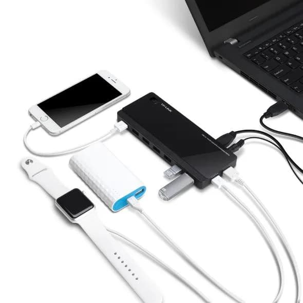 Hub USB TP-Link UH720, USB-A, 7 porturi, Negru — miniatură