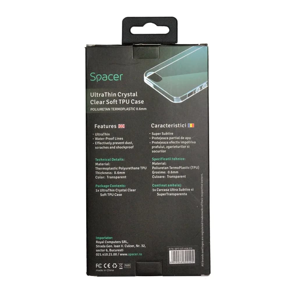Husa Huawei telefon P9, transparent, tip back cover, material flexibil TPU, ultra subtire, "SPT-UT-HW.P9" — miniatură