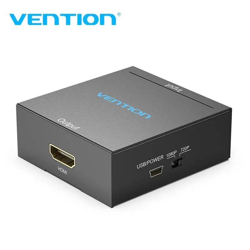 Convertor video Vention, HDMI (M) la RCA (M), switch 1080p/720, alimentare prin miniUSB-B inclus, carcasa metalica, conectori auriti, negru, "AEFB0" - 6922794746145