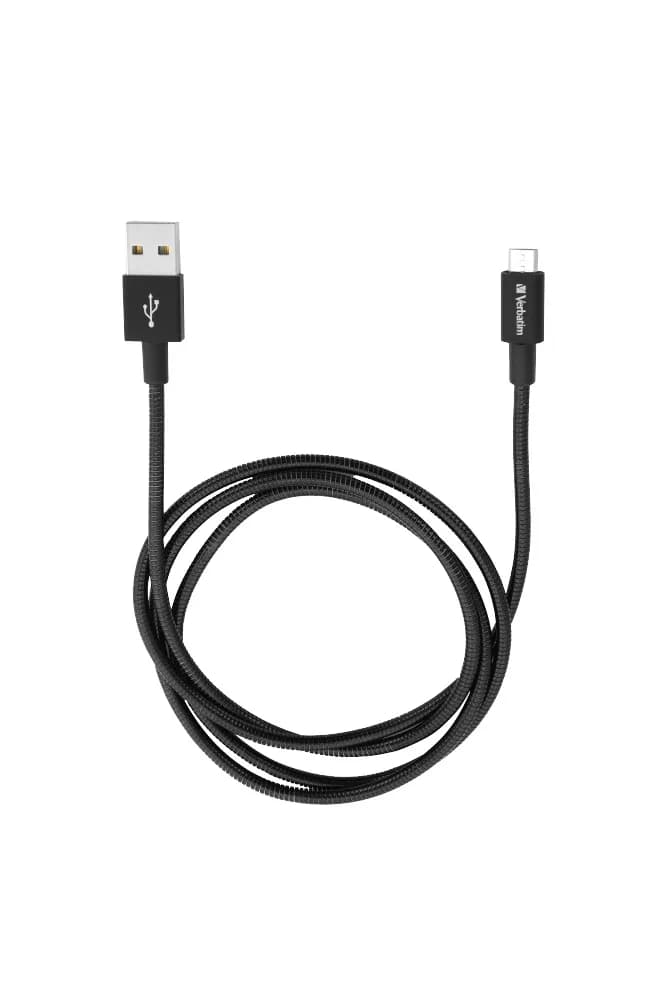 CABLU alimentare si date VERBATIM, pt. smartphone, USB 2.0 (T) la Micro-USB 2.0 (T), 1m, premium, cablu metalic, negru, "48863" — miniatură