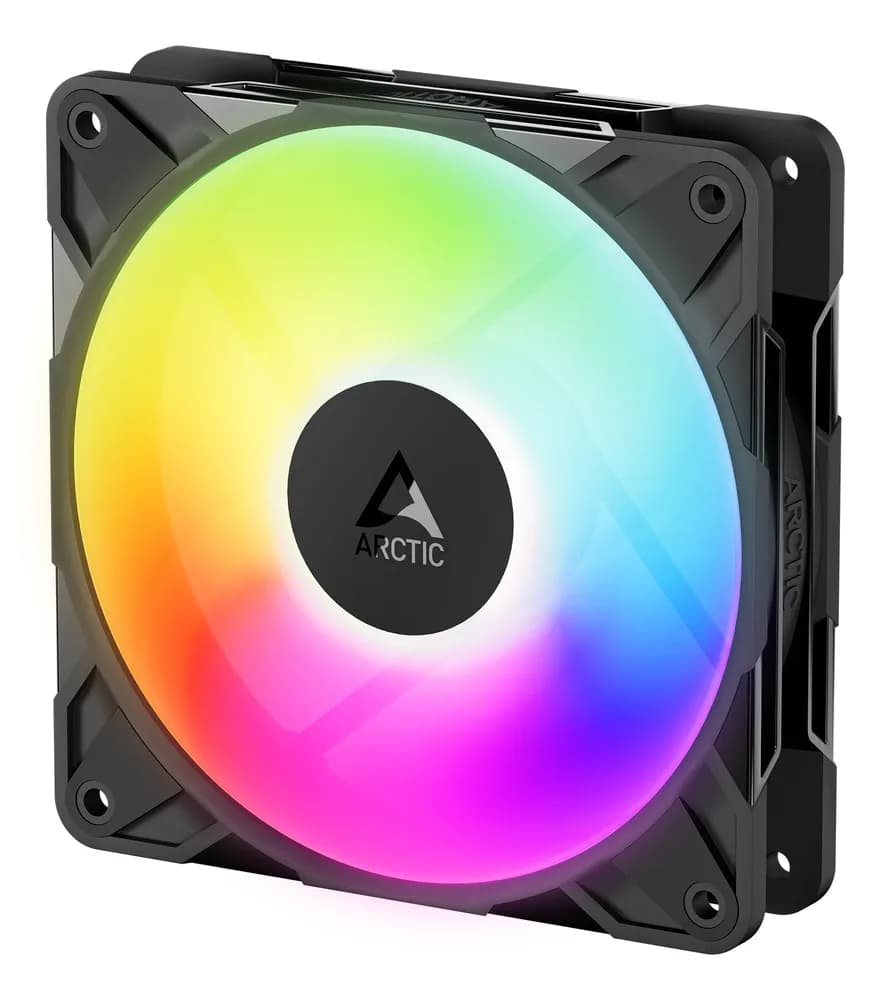 Set 3 ventilatoare Arctic "P12 Pro Reverse A-RGB - 3 Pack", 120mm, 500 - 3000 RPM, FDB, 73 cfm, 4-Pin Fan Plug + 4-Pin/3-Pin A-RGB Plug + 3-Pin Socket, negru, "ACFAN00333A" — miniatură