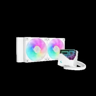 DeepCool "LT 240ARGB", skt. Intel si AMD, racire cu lichid, 2 x 120mm, 600 - 2400 RPM, iluminare RGB, alb "R-LT240-WHAMNC-G-1"