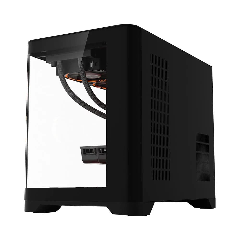 Carcasa 1stPLAYER® Gaming UV6-bk, Micro-ATX, 6 ventilatoare aRGB infinity efect plus PWM, telecomanda, negru — miniatură