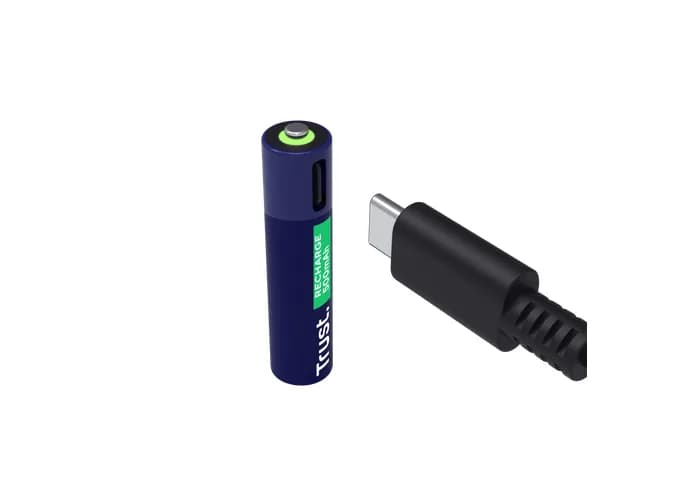 Baterii reincarcabile AAA Trust, incarcate prin USB-C, putere intrare 1.2W, pachet de 2 bucati. — miniatură