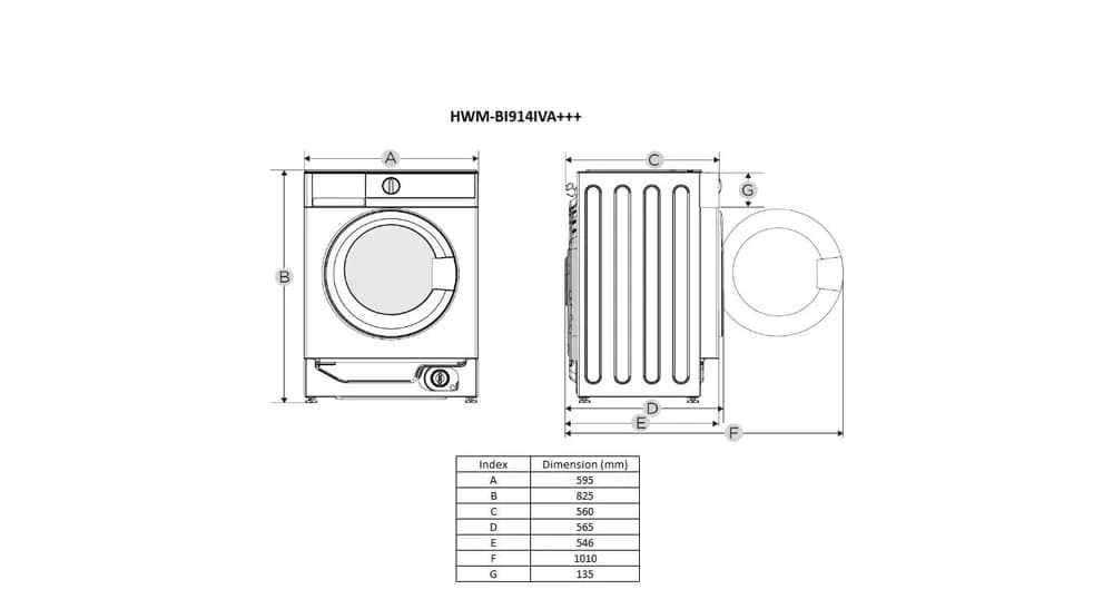 Masina de spalat rufe incorporabila HEINNER HWM-BI914IVA+++, 9 Kg, 1400 RPM, Clasa: A — miniatură